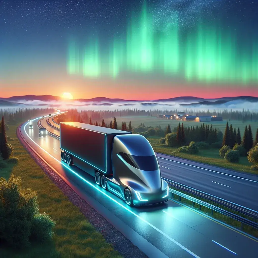 "Autonomous truck powered by Aurora technology navigating a highway during pilot program launch, showcasing innovative transportation solutions for the future."